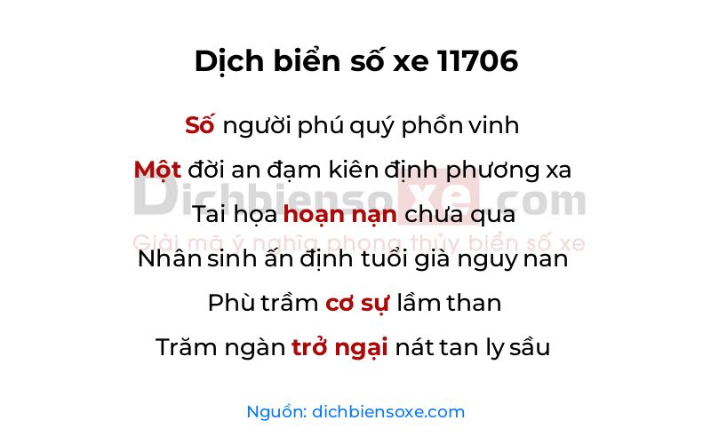 Dịch thơ biển số 11706