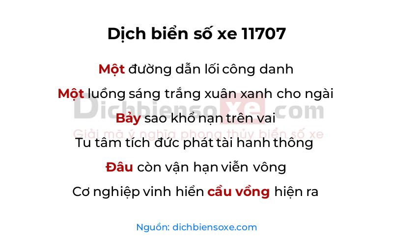 Dịch thơ biển số 11707