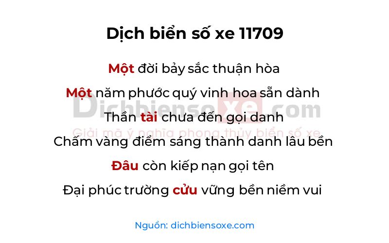 Dịch thơ biển số 11709