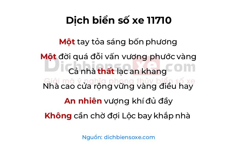 Dịch thơ biển số 11710