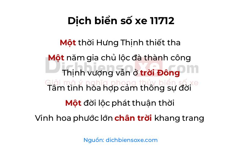 Dịch thơ biển số 11712