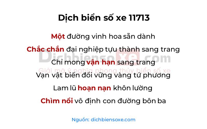 Dịch thơ biển số 11713