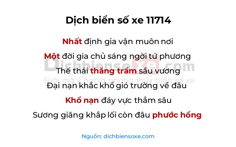 Dịch thơ biển số 11714