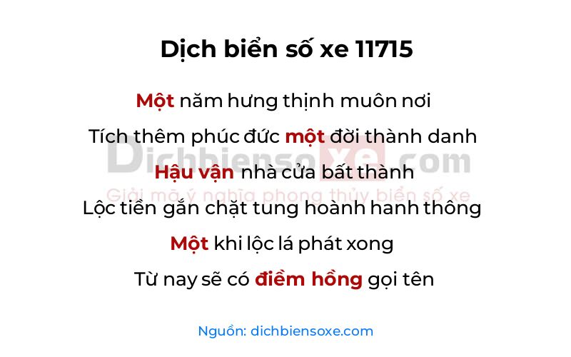 Dịch thơ biển số 11715