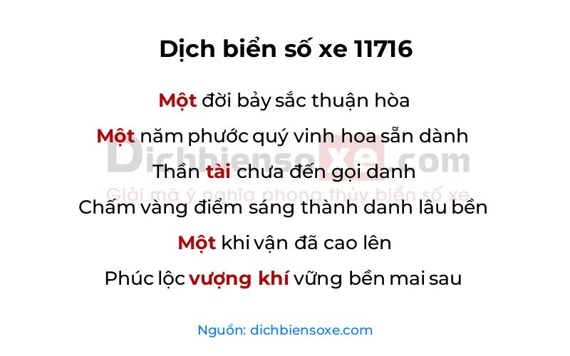 Dịch thơ biển số 11716