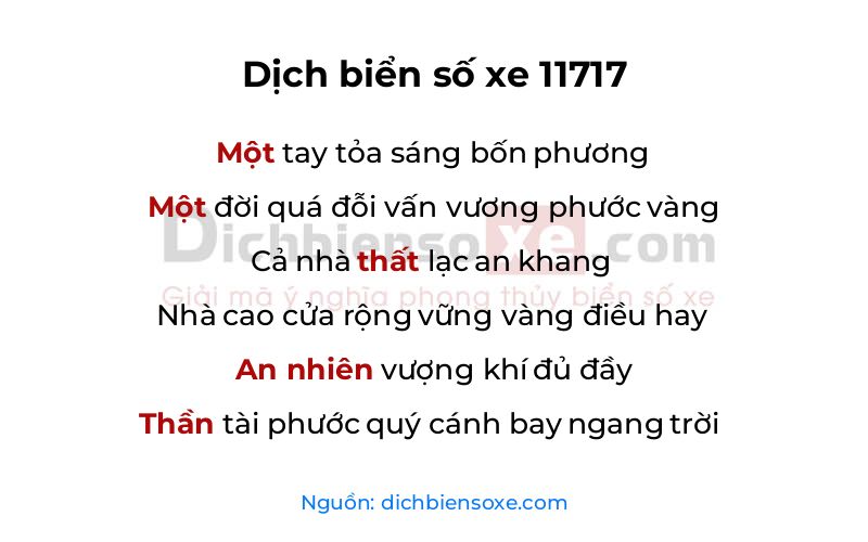 Dịch thơ biển số 11717