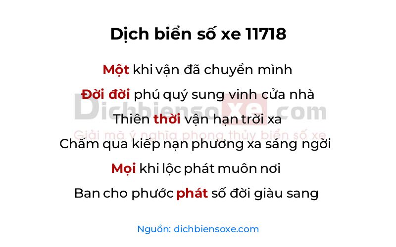 Dịch thơ biển số 11718