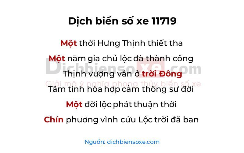 Dịch thơ biển số 11719