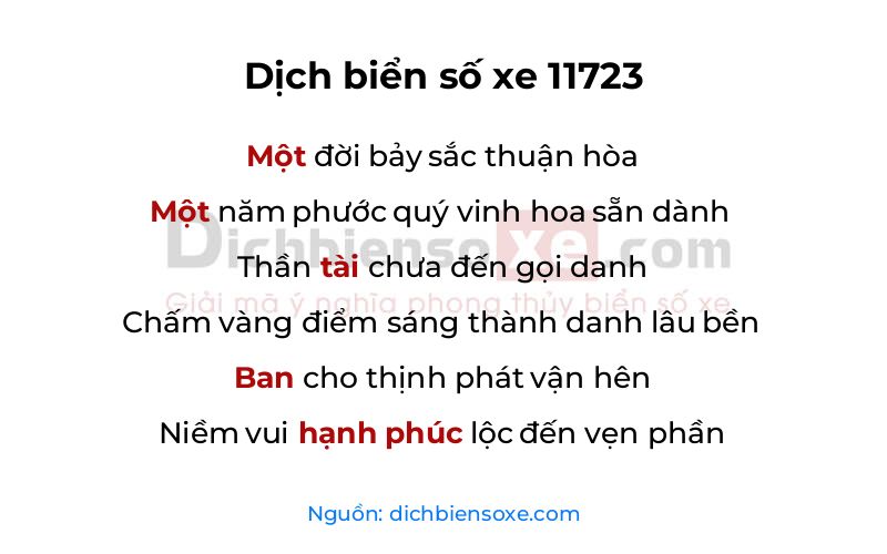 Dịch thơ biển số 11723