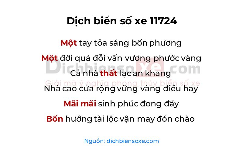 Dịch thơ biển số 11724