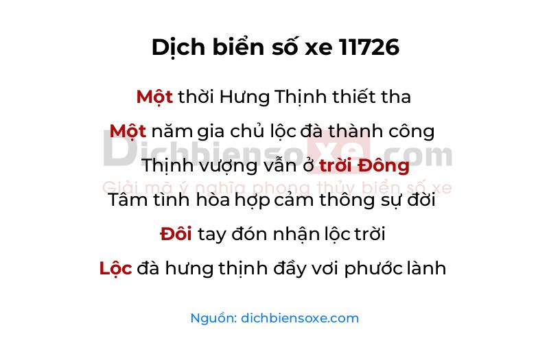 Dịch thơ biển số 11726