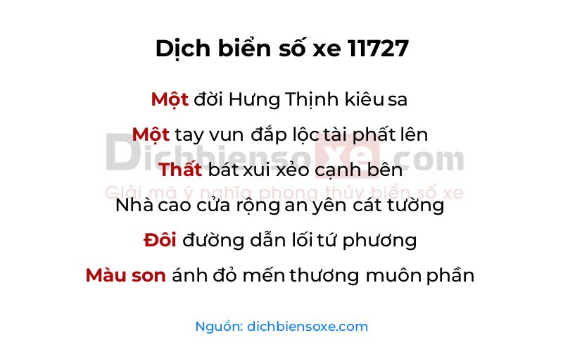 Dịch thơ biển số 11727