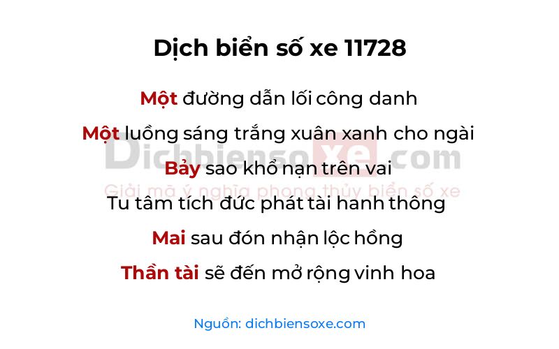 Dịch thơ biển số 11728