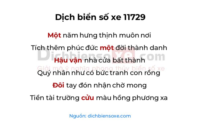 Dịch thơ biển số 11729
