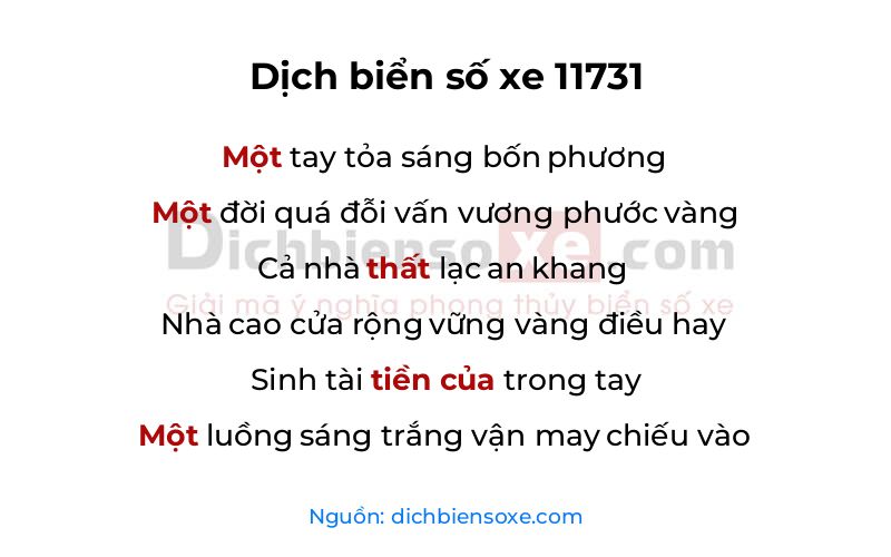 Dịch thơ biển số 11731