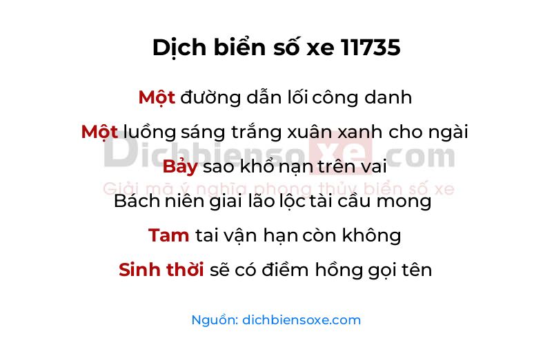 Dịch thơ biển số 11735
