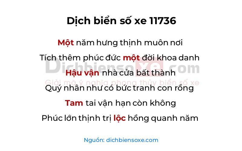 Dịch thơ biển số 11736
