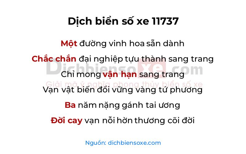 Dịch thơ biển số 11737