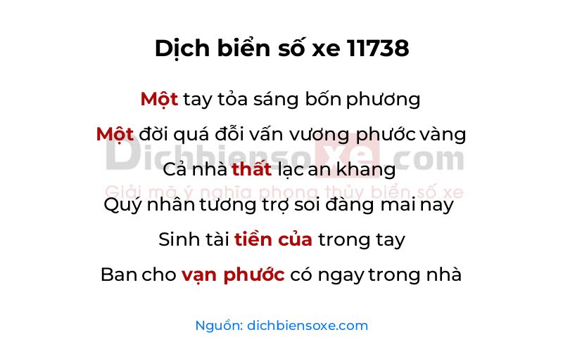 Dịch thơ biển số 11738