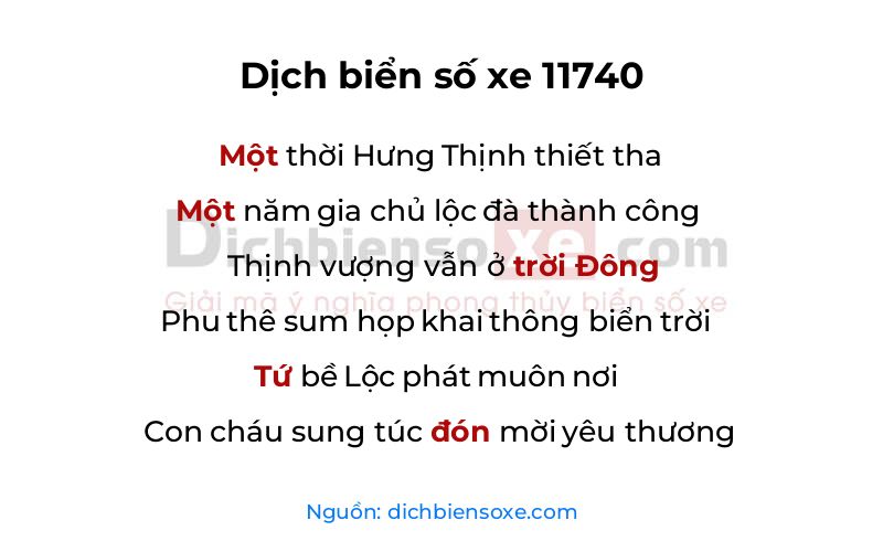 Dịch thơ biển số 11740