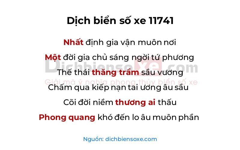 Dịch thơ biển số 11741