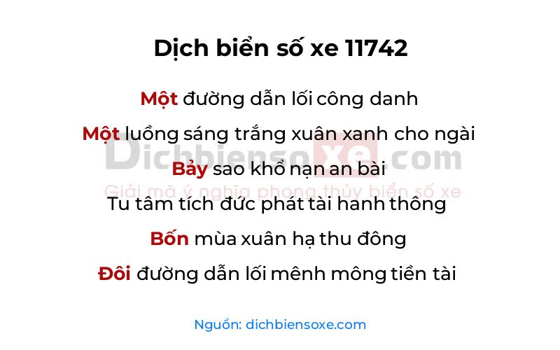 Dịch thơ biển số 11742