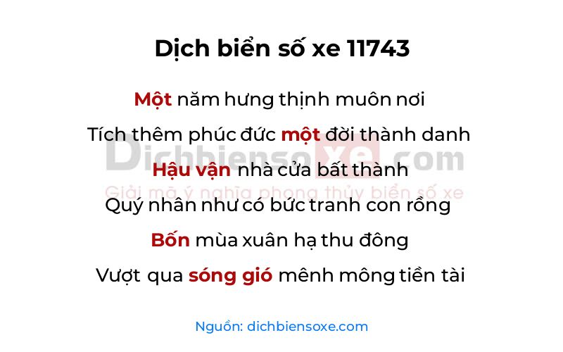 Dịch thơ biển số 11743