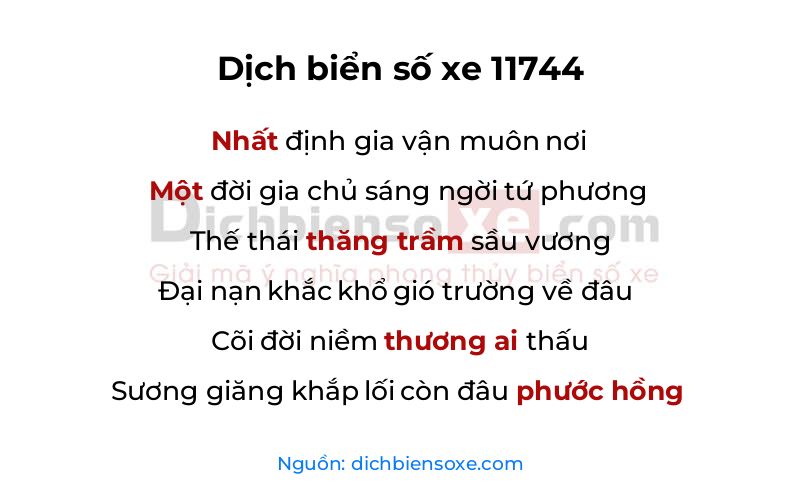 Dịch thơ biển số 11744