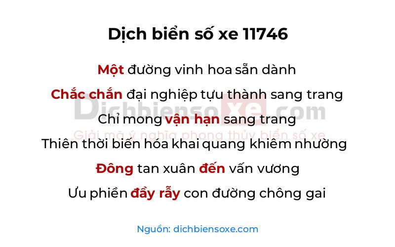 Dịch thơ biển số 11746