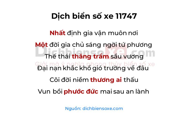 Dịch thơ biển số 11747
