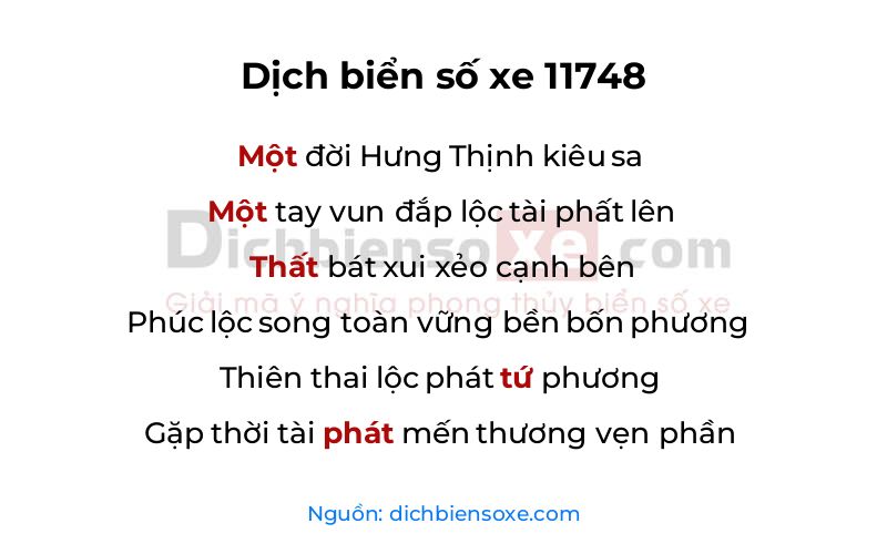 Dịch thơ biển số 11748