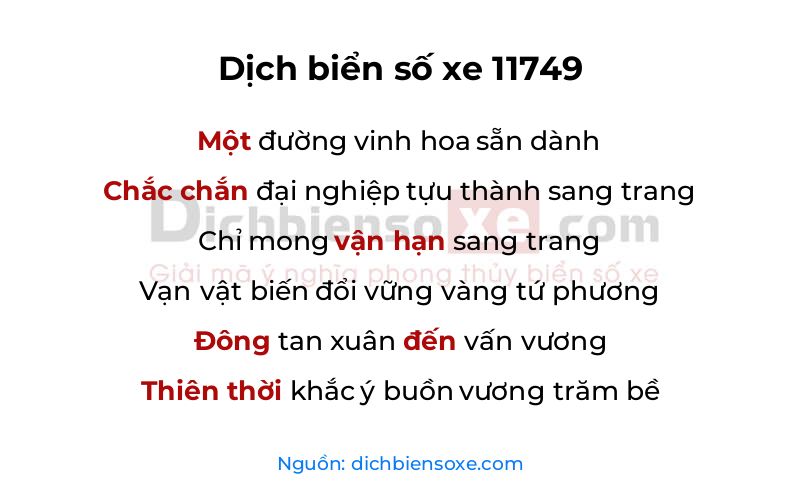 Dịch thơ biển số 11749