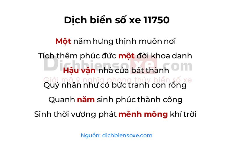 Dịch thơ biển số 11750