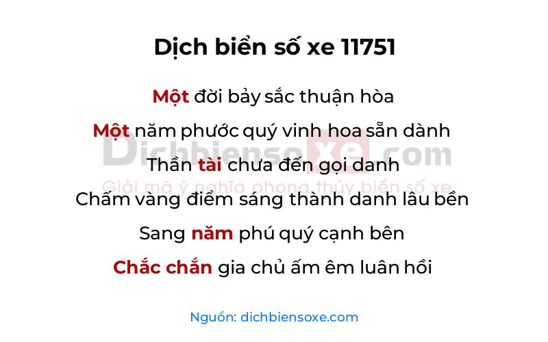 Dịch thơ biển số 11751