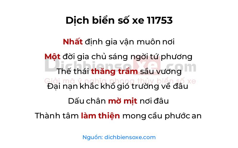 Dịch thơ biển số 11753