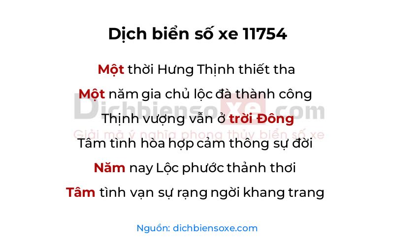 Dịch thơ biển số 11754