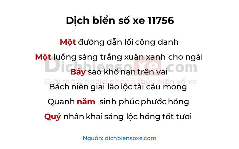 Dịch thơ biển số 11756
