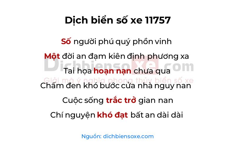 Dịch thơ biển số 11757