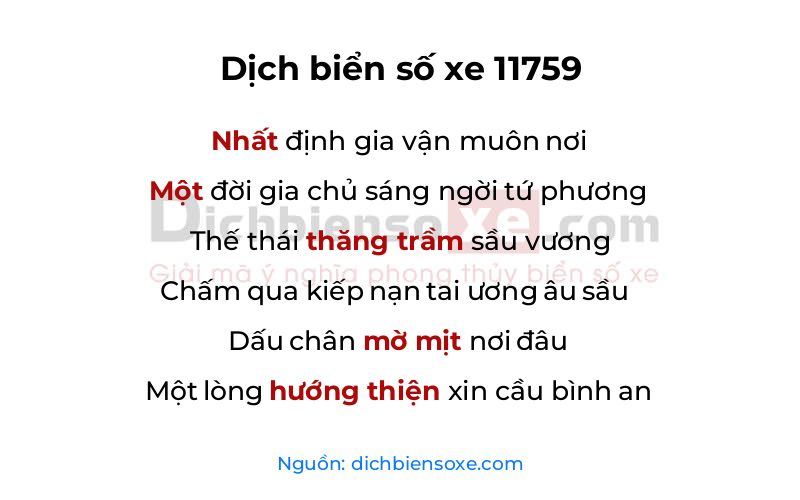 Dịch thơ biển số 11759