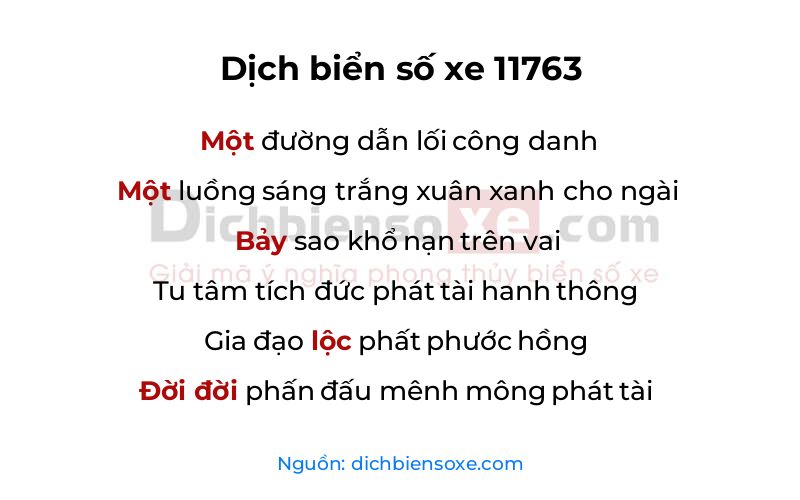 Dịch thơ biển số 11763