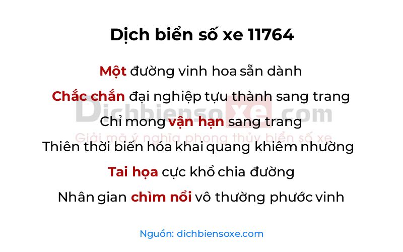 Dịch thơ biển số 11764