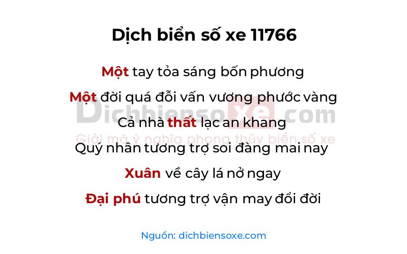 Dịch thơ biển số 11766