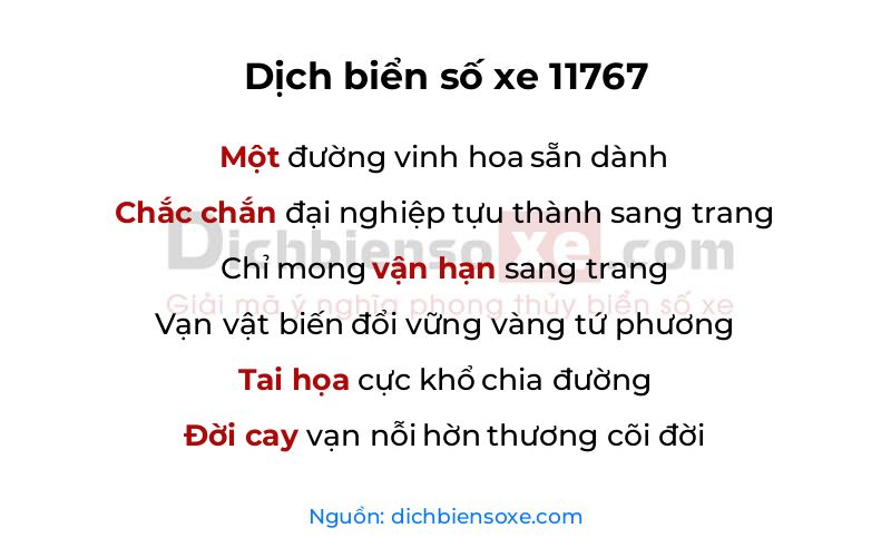 Dịch thơ biển số 11767