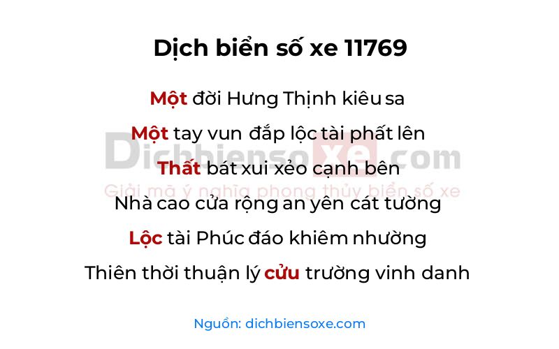 Dịch thơ biển số 11769