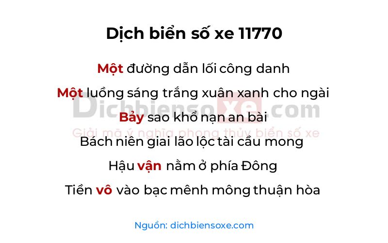 Dịch thơ biển số 11770
