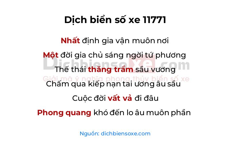 Dịch thơ biển số 11771