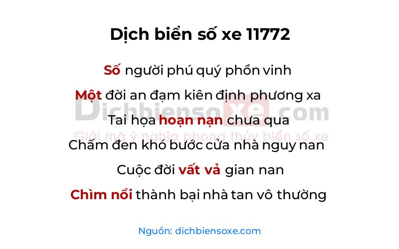 Dịch thơ biển số 11772