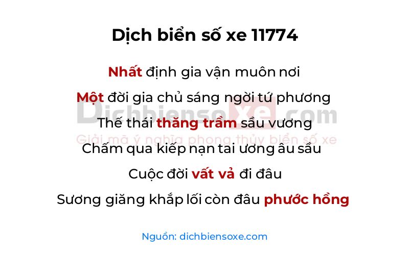 Dịch thơ biển số 11774
