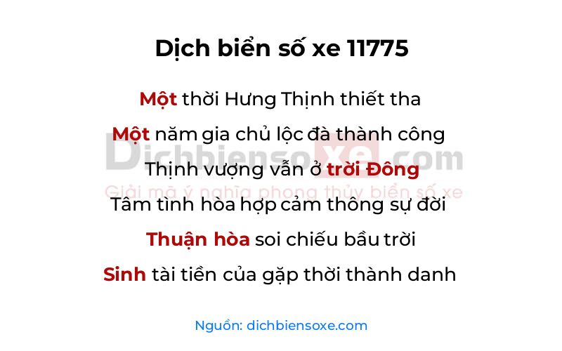 Dịch thơ biển số 11775