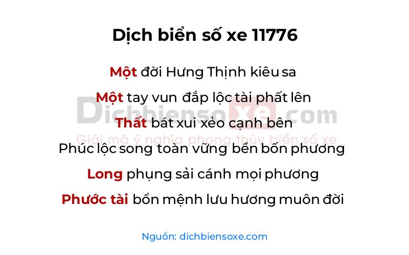 Dịch thơ biển số 11776